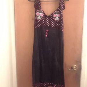 Too fast hot topic sugar skull polka dot tie dress